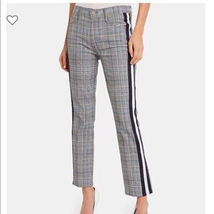 MOTHER The Insider Blue Plaid Side Stripe Ankle Jean cropped academia  Sz 33